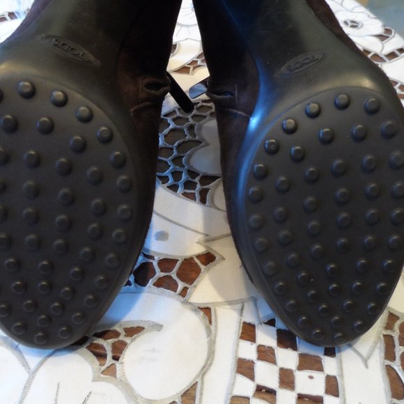 Tod's Brown Suede/Patent Leather Ankle Boot 37 - Picture 15 of 16